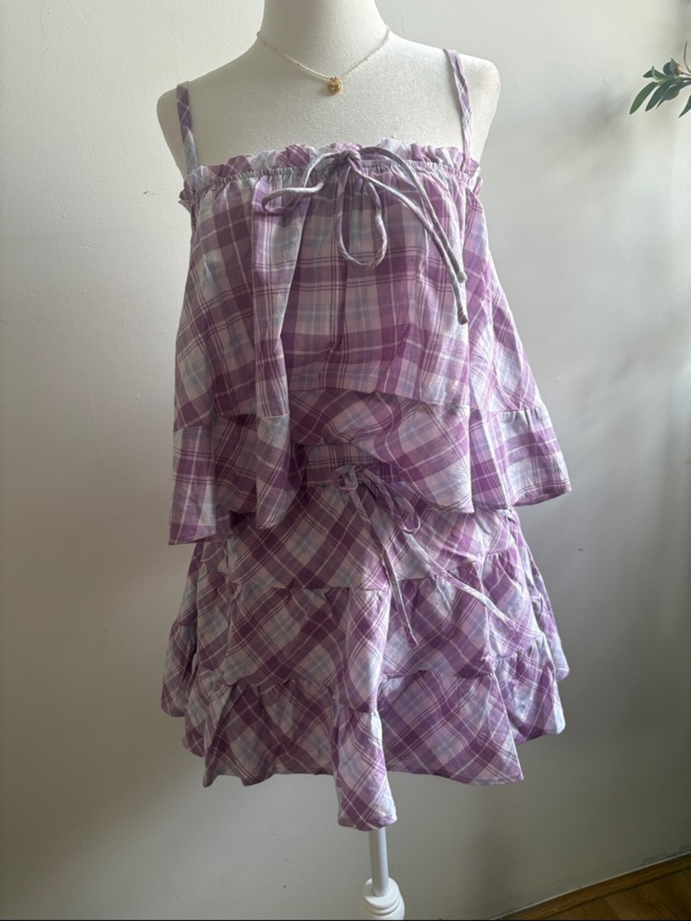 Lavender Plaid Tiered Set